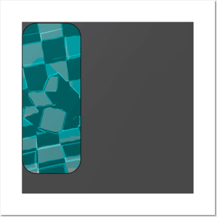 Mirror Cube in Checkered Checkered Room - Cyan Posters and Art